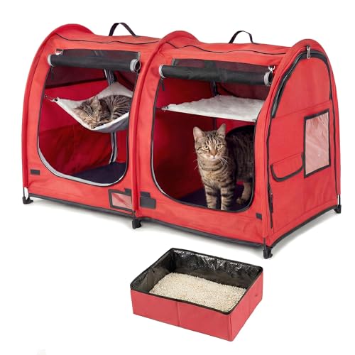 Mispace Portable Twin Compartment Show House Cat Cage/Condo