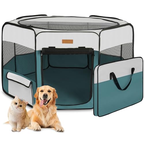 Dog Playpen, Portable Pet Play Pen for Cat, Puppies, Rabbits, Chickens, Foldable Large-Capacity Pet Tent for Indoor/Outdoor Travel Camping Blue