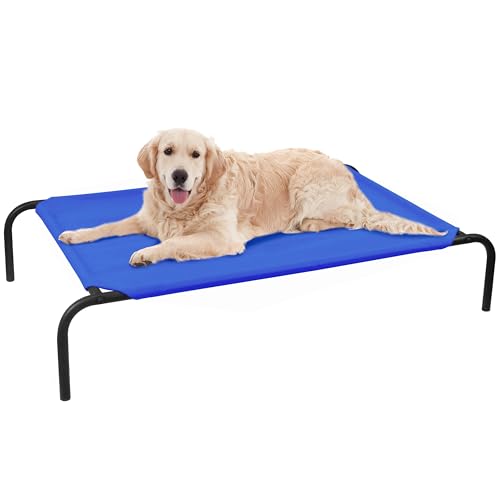 PHYEX Elevated Dog Bed for Large Dogs, Raised Dog Bed with Breathable Mesh for Indoor & Outdoor Use, Non Slip, Easy to Clean, 50.5 Inches, Blue
