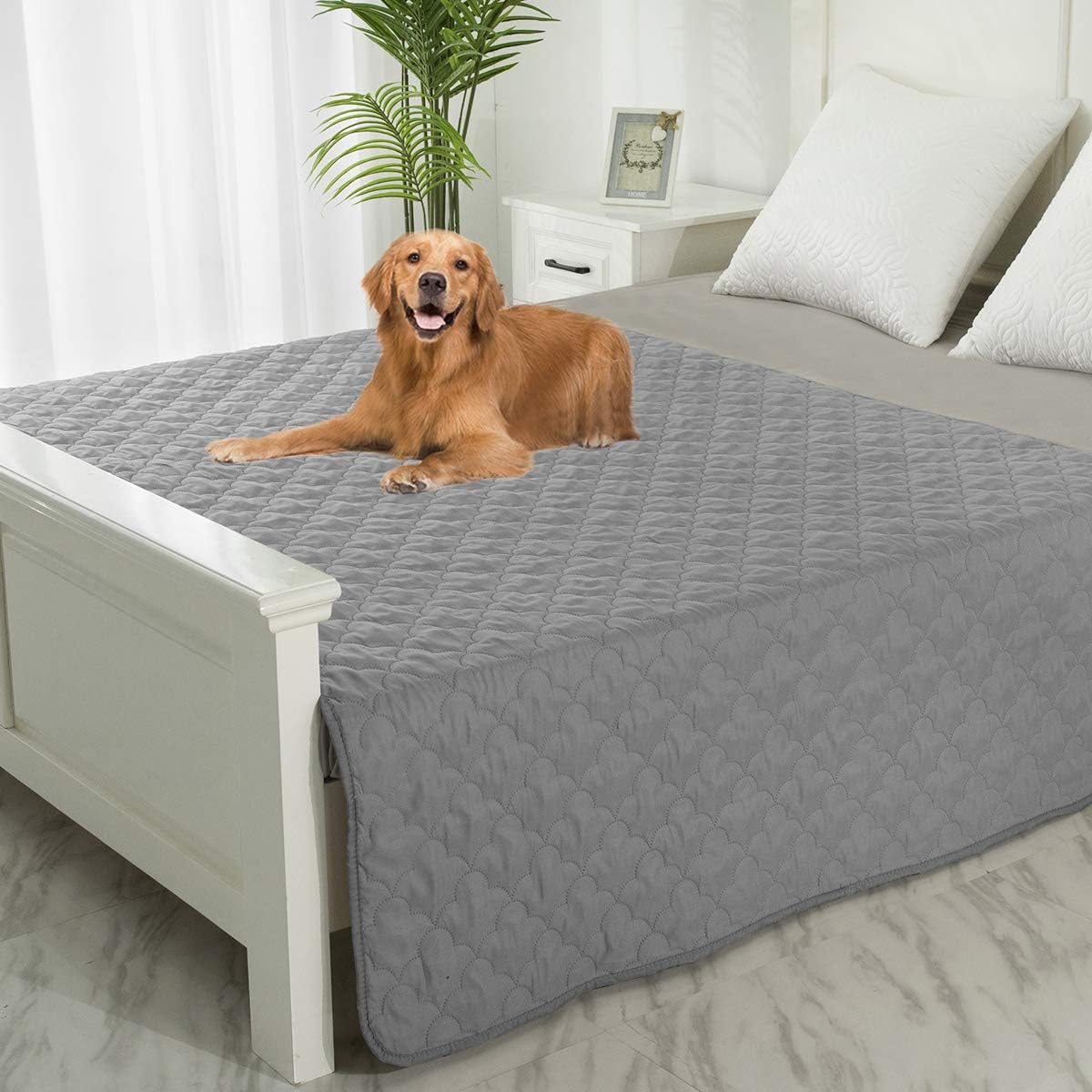 SPXTEX Dog Bed Cover Washable Pee Pads Dog Blankets for Puppy Large Dog Cat,Sofa Reversible Changing Pad Reusable 1 Piece(82"x82",Beige+Grey)