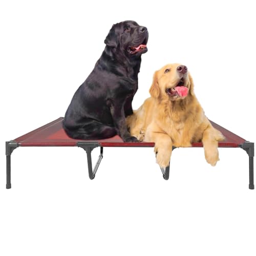suddus Elevated Dog Bed Waterproof Outdoor, Portable Raised Dog Beds, Dog Cot Off The Floor, Dog Bed Easy Clean Indoor or Outdoor Use, X Large, Red
