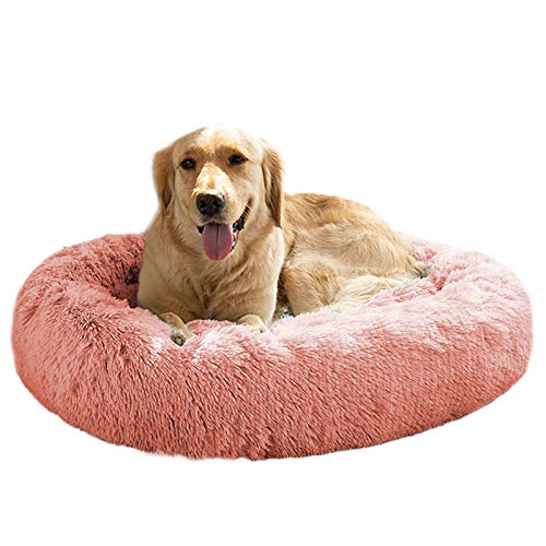 MFOX Calming Dog Bed (S/M/L/XL) for Medium and Large Dogs Comfortable Pet Bed Faux Fur Donut Cuddler Up to 15/30/50/90lbs