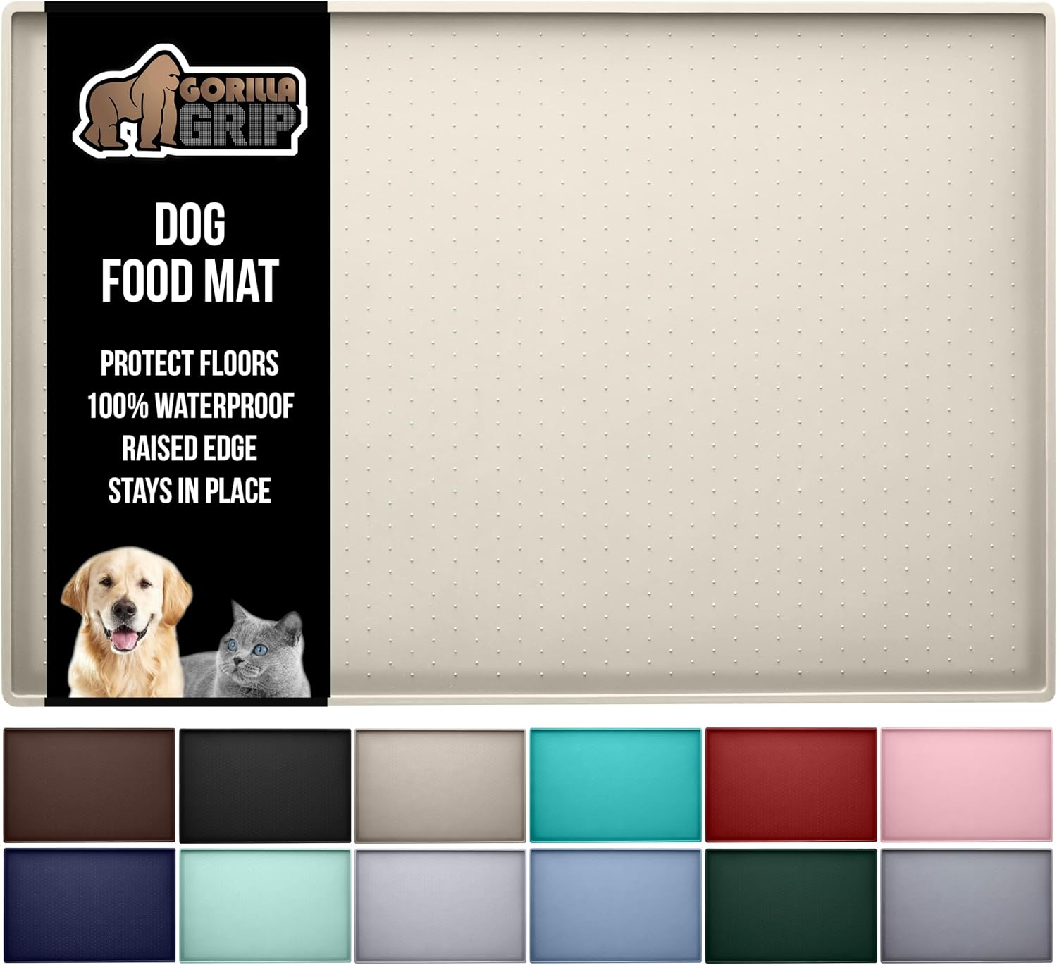 GORILLA GRIP 28x18 Silicone Pet Mat (Cream)