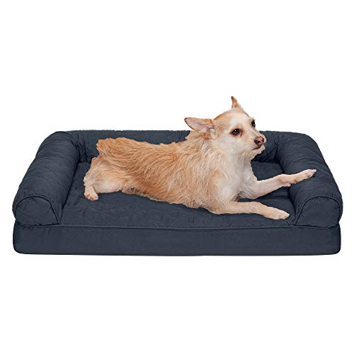Furhaven Orthopedic Dog Bed for Medium/Small Dogs w/ Removable Bolsters & Washable Cover, For Dogs Up to 35 lbs - Quilted Sofa - Iron Gray, Medium