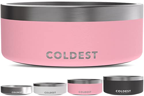 Coldest Dog Bowl - Anti Rust Metal, Non Slip, 3 Layers Insulated Stainless Steel Dog Bowls - Spill Proof & Heavy Duty - Water Bowl for Dogs, Cats & Pets, Dish Washer Safe (64 oz,Cotton Candy Pink)