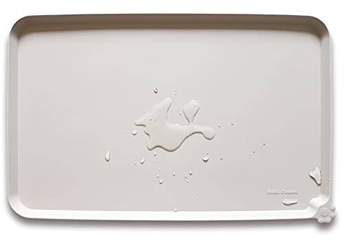 Hoki Found XX-Large Silicone Pet Feeding Mats - Non Slip Dog Cat Bowl Placemats - Waterproof for Carpet - Cream Brown
