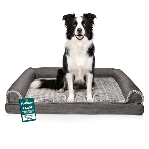 Furhaven Luxe Faux Fur & Linen Sofa