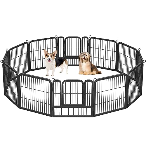 Yaheetech Dog Playpen Outdoor, 24 inch 24 Panels Dog Pen Indoor Heavy Duty Puppy Exercise Pen Metal Pet Fence for RV Camping/Yard/Garden