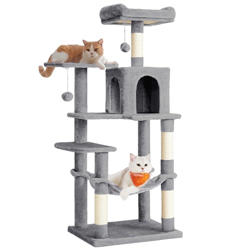 Feandrea 56.3-Inch Cat Tower (Light Gray)