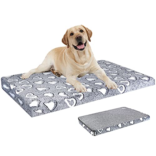 VANKEAN Stylish Dog Bed for Crate - Reversible Cool & Warm, Waterproof Inner, Firm Support, Machine Washable, XXL to Small, Grey
