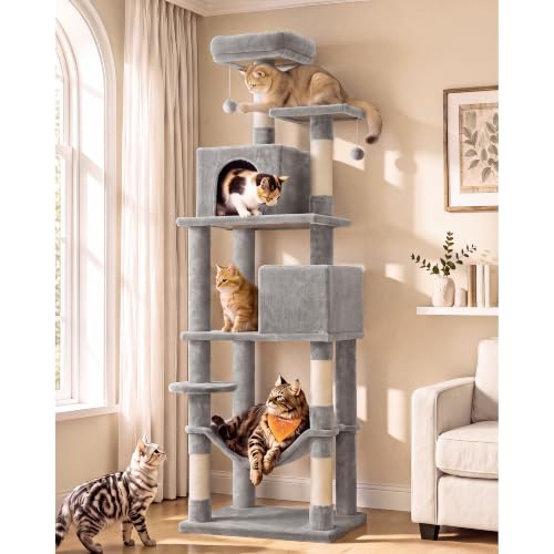 Feandrea 75.2-Inch Cat Tower (Light Gray)