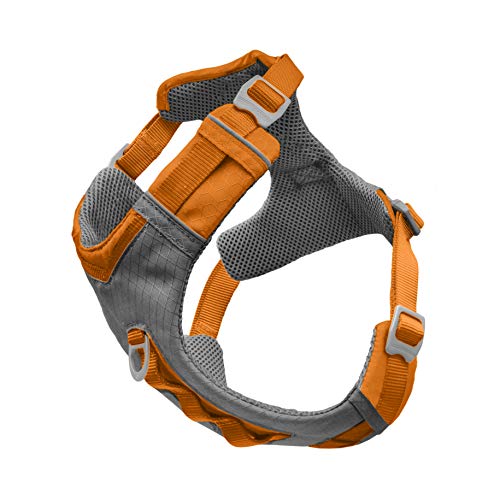 Kurgo Journey Air Dog Harness - Secure Fit for Active Dogs - Padded Chest - Lightweight Ripstop Fabric - Breathable Mesh - Reflective Trim - Back Assist Handle - Orange - Medium