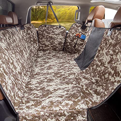 iBuddy Dog Car Seat Covers for Back Seat of Cars/Trucks/SUV, Waterproof Dog Car Hammock with Mesh Window, Side Flaps and Dog Seat Belt, Durable Anti-Scratch Nonslip Machine Washable Pet Car Seat Cover