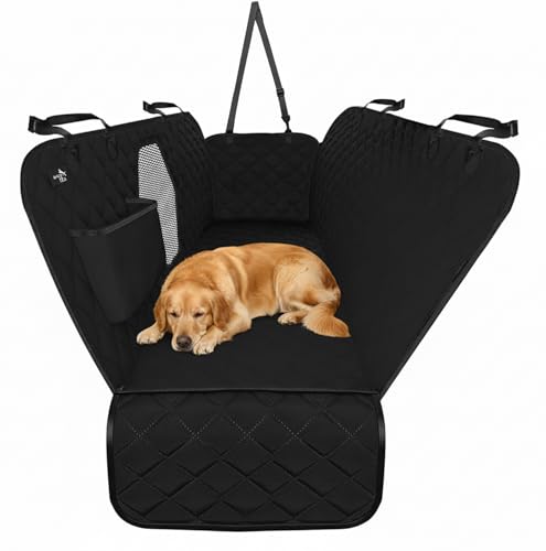 Active Pets Dog Car Seat Cover for Back Seat, Waterproof Pet Protection Hammock, SUV Truck Car Backseat Protector with Safety Features, Black