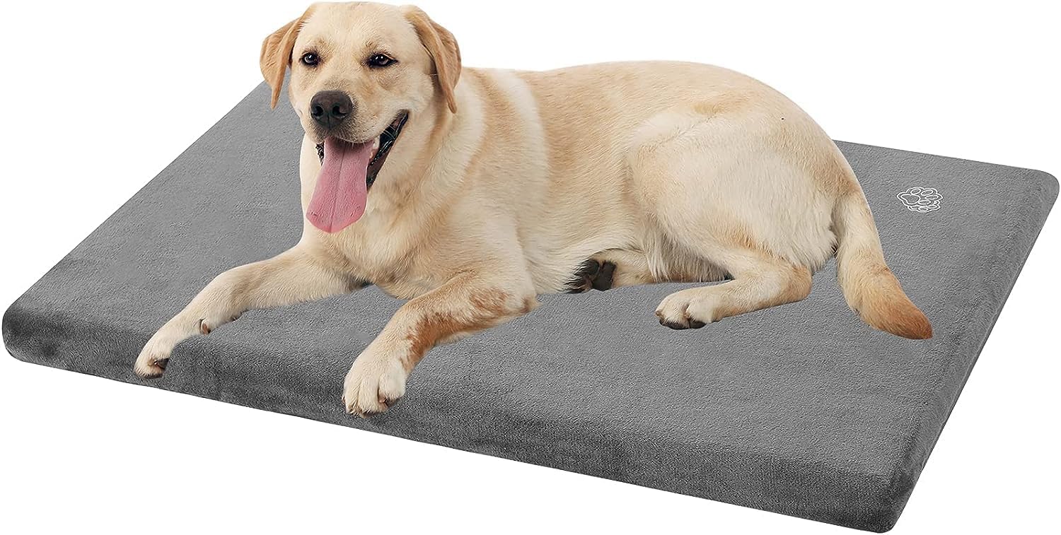EMPSIGN Stylish Dog Bed Mat Dog Crate Pad Mattress Reversible (Cool & Warm), Water Proof Linings, Removable Machine Washable Cover, Firm Support Small to XX Large Dogs, Grey,XL(41''*28''*3'')
