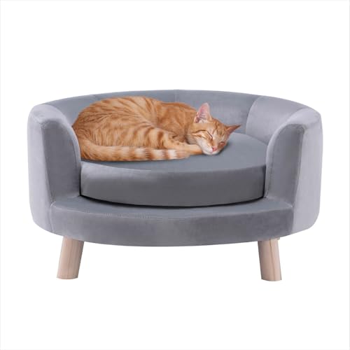 CRITTER SITTERS 28-In. Faux-Velvet Gray Dog Couch