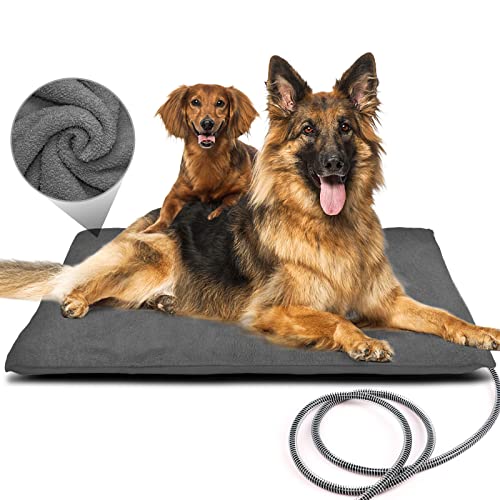 PETNF Outdoor Heated Pet Bed with Waterproof Cover,Pet Heating Pads for Dog,Soft Electric Blanket Auto Temperature Control,Heating Mat for Dog House Cabin Cot Doorway, XL