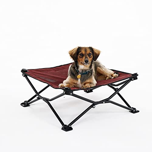 Coolaroo On-The-Go Elevated Dog Bed - Foldable Pop-Up Travel Dog Bed with Breathable, Moisture-Resistant Fabric, Carry Bag Included, Lightweight & Portable, Brick, Standard