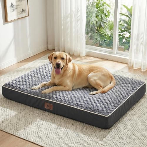 WESTERN HOME WH Large Dog Bed for Extra Large, Big, Jumbo, Huge Dogs, Orthopedic Pet Bed Waterproof Mattress with Removable Washable Cover, Thick Egg Crate Foam Dog Bed with Non-Slip Bottom