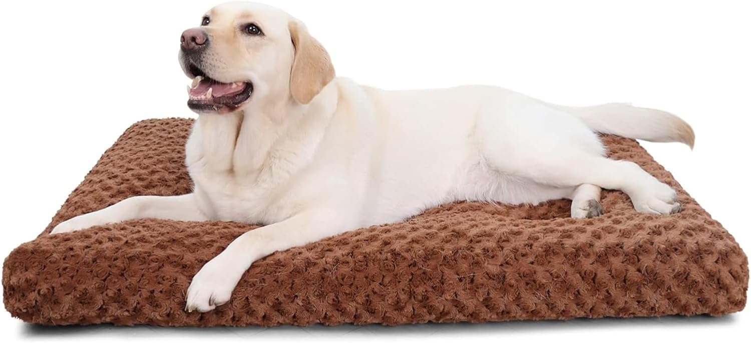 KSIIA Washable Dog Bed Deluxe Plush (Brown)