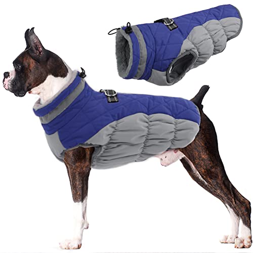 Lelepet Dog Coat Warm Dog Winter Coat (Boston Terrier Blue)