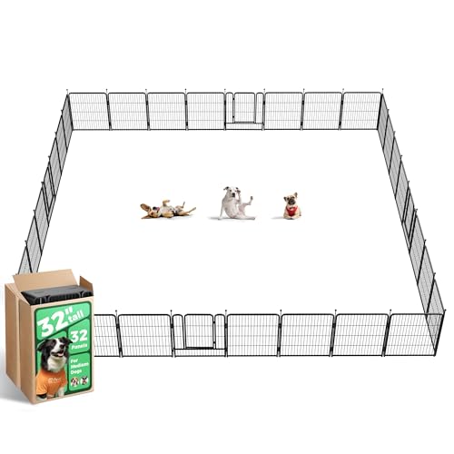 FXW Rollick Unleashed Dog Playpen for Indoor, Yard, RV Camping, 32 inch 32 Panels for Small and Medium Dogs, BlackPatented