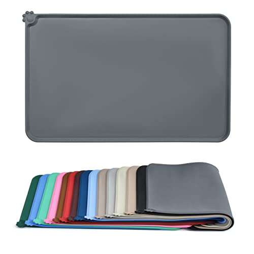 AUDWUD Silicone Waterproof Pet Feeding Mats,Anti Slip Bowl Pad, Dog Mat for Food and Water