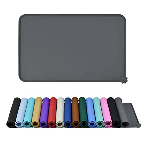 Waterproof Pet Feeding Mat with High Raised Edges, Heavier and Thicker Placemats for Cat Dog Water Bowl with BPA Free, Dogs Cats Food Mats for Messy Drinkers to Prevent Spill and Protect Floors