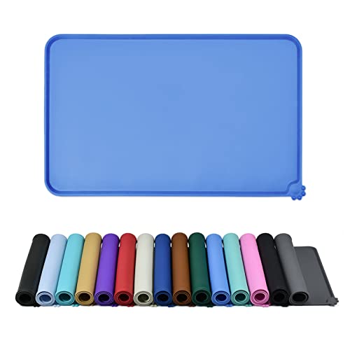 Waterproof Pet Feeding Mat with High Raised Edges, Heavier and Thicker Placemats for Cat Dog Water Bowl with BPA Free, Dogs Cats Food Mats for Messy Drinkers to Prevent Spill and Protect Floors