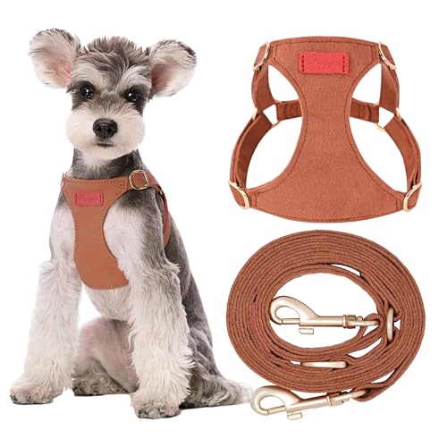Puppytie No Pull Dog Harness with Multifunction Dog Leash,Soft Adjustable No Choke Escape Proof Pet Harness Vest for Medium Dogs or Large Dogs,Brown Caramel,M