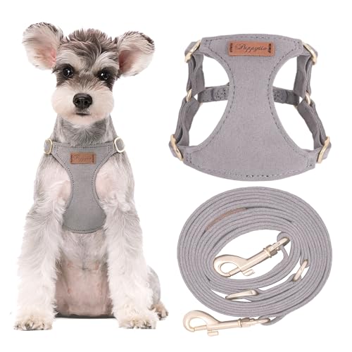 Puppytie No Pull Dog Harness with Multifunction Dog Leash,Soft Adjustable No Choke Escape Proof Pet Harness Vest for Medium Dogs or Large Dogs,Silver Grey,M