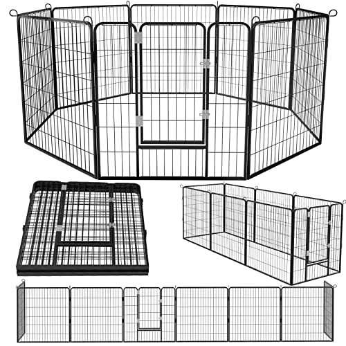 OFIKA Heavy Duty Metal Dog Playpen for Medium/Small Animals, 8 Panels 40Height x 27" Width, Dog Fence Exercise Pen with Doors, Pet Puppy Outdoor Playpen Pen for Outdoor, Indoor, RV, Camping, Yard