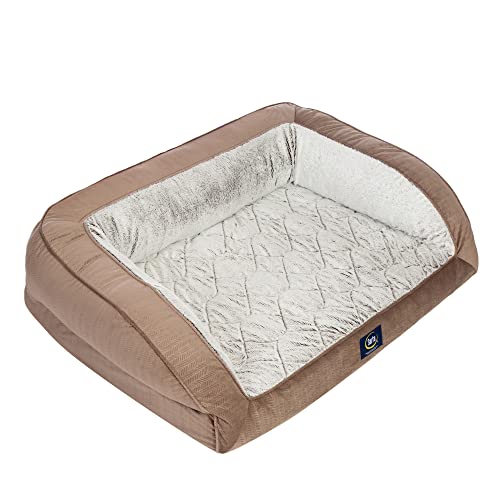 Serta Orthopedic Quilted Couch Dog Bed for Pets  Chocolate Brown (Large)