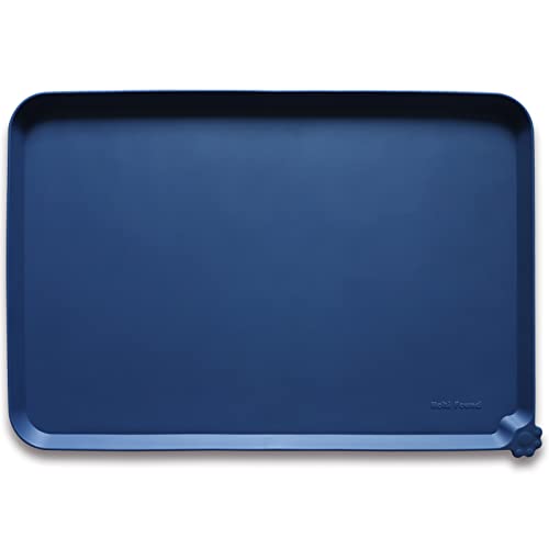 Hoki Found XX-Large Silicone Pet Food Mats - Non-Slip Dog & Cat Bowl Placemats - Waterproof Feeding Mats - Ink Indigo