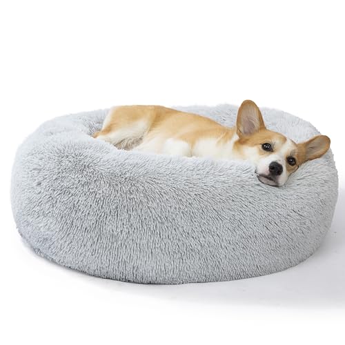 SAVFOX Plush Calming Dog Beds, Donut Dog Bed for Small Dogs, Medium, Large & X-Large, Comfy Cuddler Dog Bed and Cat Bed in Faux Fur, Washable Dog Bed, Multiple Sizes XS-XXL