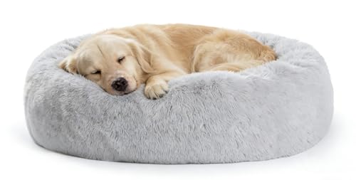 SAVFOX Plush Calming Dog Beds, Donut Dog Bed for Small Dogs, Medium, Large & X-Large, Comfy Cuddler Dog Bed and Cat Bed in Faux Fur, Washable Dog Bed, Multiple Sizes S-XXL