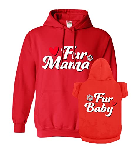 Fur Mama Fur Baby Matching Hoodies for Humans and Pets - Soft Dog & Cat Sweatshirt Set - Premium Gift for Holidays