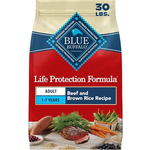 Blue Buffalo Life Protection Formula Adult Dry Dog Food, Helps Build and Maintain Strong Muscles, Made with Natural Ingredients, Beef & Brown Rice Recipe, 30-lb Bag
