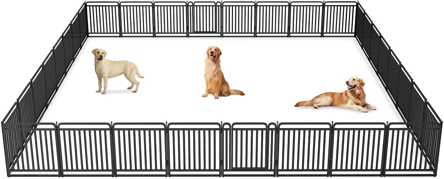 New Thickened Version Dog Playpen, 32 Inch Dog Fences for The Yard, Portable Outdoor Dog Playpen for Large/Medium/Small Dogs, Foldable Metal Dog playpen, with Doors (32 Panels)