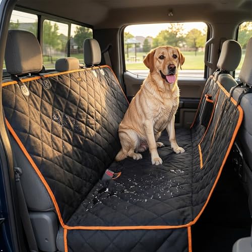 iBuddy Dog Seat Covers for Trucks 100% Waterproof Car Hammock for Truck Back Seat Durable X-Large Seat Cover Against Dirt and Dog Fur Machine Washable Pet Seat Cover for Trucks and Large SUVs