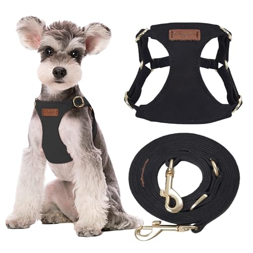 Puppytie No Pull Small Dog Harness with Multifunction Dog Leash,Lightweight Soft Adjustable No Choke Escape Proof Pet Harness Vest Pet Harness Vest,Black,M