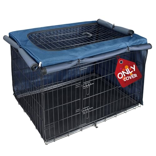 Explore Land Dog Crate Cover for 48 Inches Wire Cage, Heavy-Duty Lattice Pet Kennel Enclosure Compatible with 1 2 3 Doors Standard Metal Cage (Blue)
