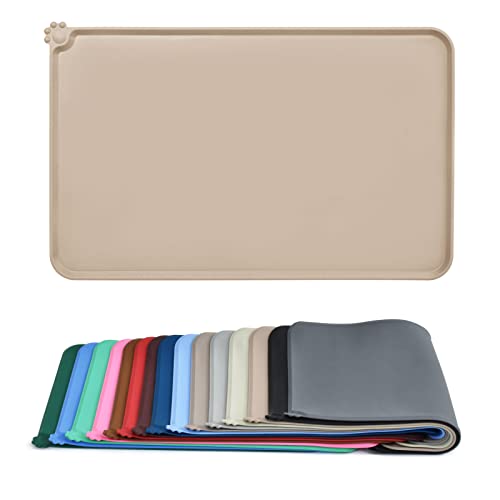 AUDWUD Silicone Waterproof Pet Feeding Mats,Anti Slip Bowl Pad, Dog Mat for Food and Water