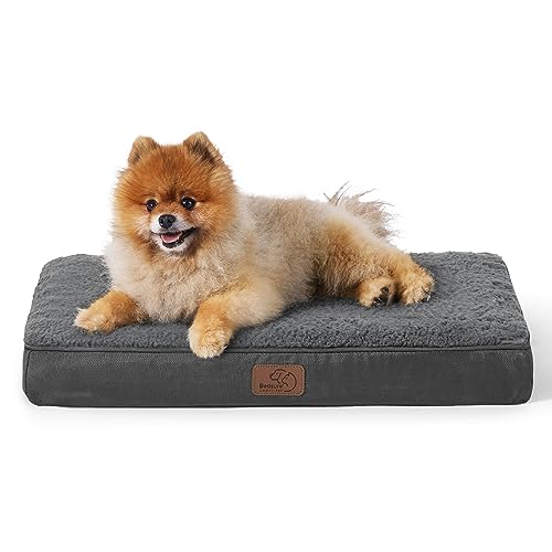 Bedsure Dog Bed for Small Dogs - Orthopedic Flat Puppy Beds with Removable Washable Cover, Egg Crate Foam Pet Mat, Suitable for Pet Up to 20 lbs