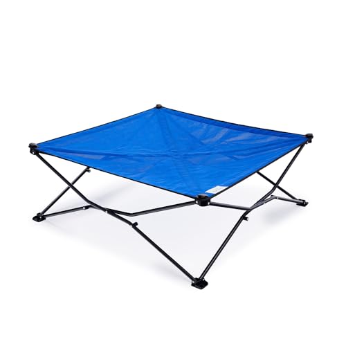 Coolaroo On-The-Go Elevated Dog Bed - Foldable Pop-Up Travel Dog Bed with Breathable, Moisture-Resistant Fabric, Carry Bag Included, Lightweight & Portable, Aquatic Blue, Extra Large