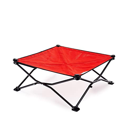 Coolaroo On-The-Go Elevated Dog Bed - Foldable Pop-Up Travel Dog Bed with Breathable, Moisture-Resistant Fabric, Carry Bag Included, Lightweight & Portable, Red, Medium