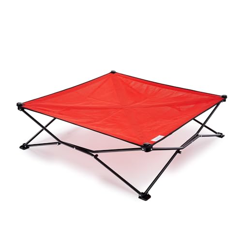 Coolaroo On-The-Go Elevated Dog Bed - Foldable Pop-Up Travel Dog Bed with Breathable, Moisture-Resistant Fabric, Carry Bag Included, Lightweight & Portable, Red, Extra Large