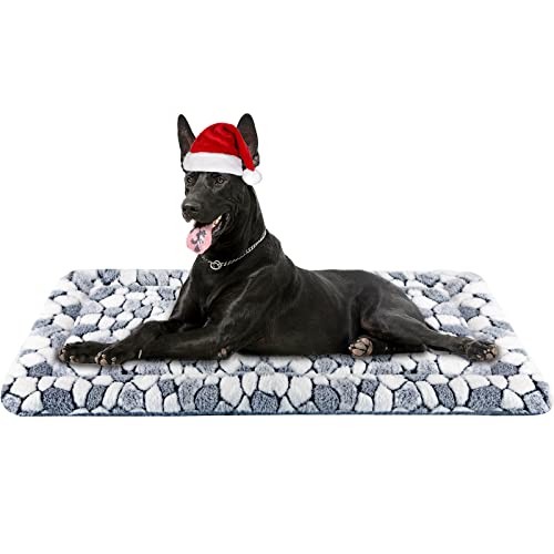 VANKEAN Dog Crate Pad Bed Mat Reversible (Warm & Cool), Soft Pet Sleeping Mat Dog Bed for Crate Suitable for Small to XX-Large Dogs and Cats, Machine Washable Crate Beds, Grey Stone Pattern