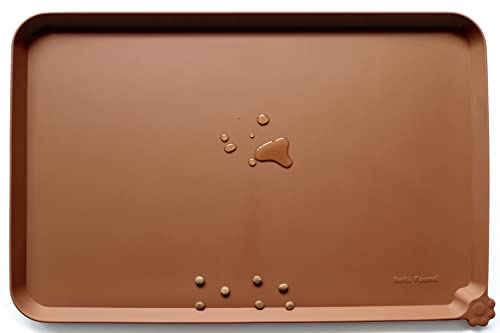 Hoki Found X-Large Silicone Pet Food Mats - Non Slip Pet Dog Cat Bowl Mats - Caramel