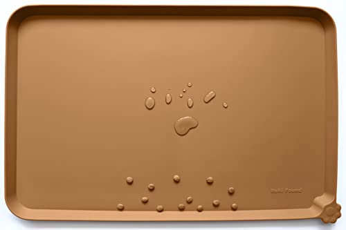 Hoki Found X-Large Silicone Pet Feeding Mats - Non-Slip Dog Cat Bowl Placemats - Waterproof - For Carpet - Butterscotch